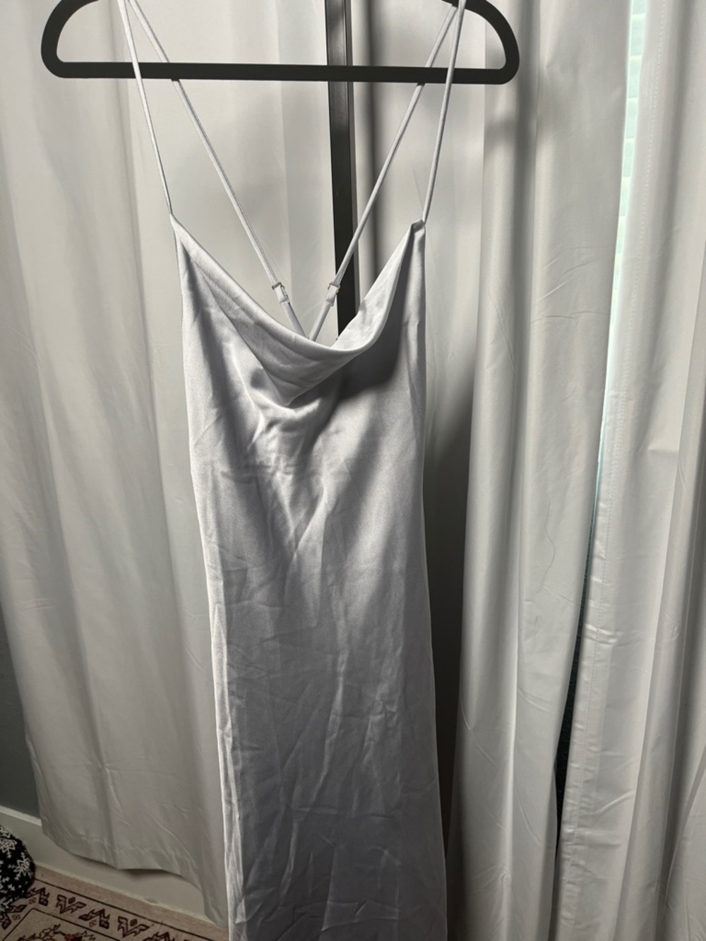 Satin Slip Dress in Light Silver-Gray